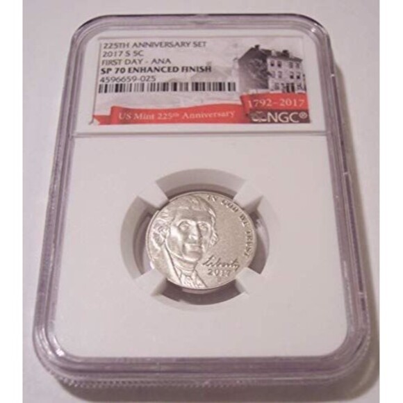 2017 S Jefferson Nickel Enhanced Finish SP70 NGC FDI ANA Label - Picture 1 of 2